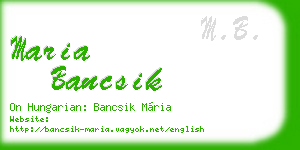 maria bancsik business card